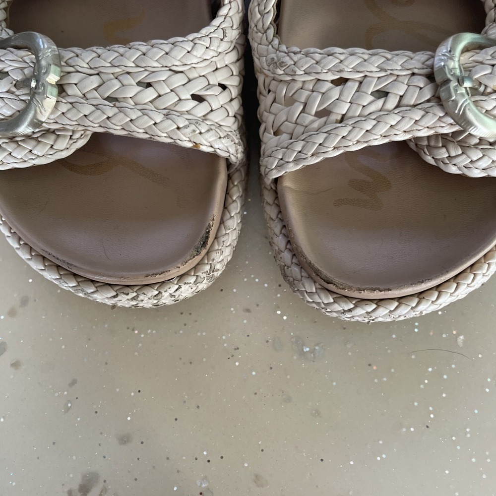 Sam Edelman Braided Double Buckle Sandal in Natural/Beige - Picture 5 of 7